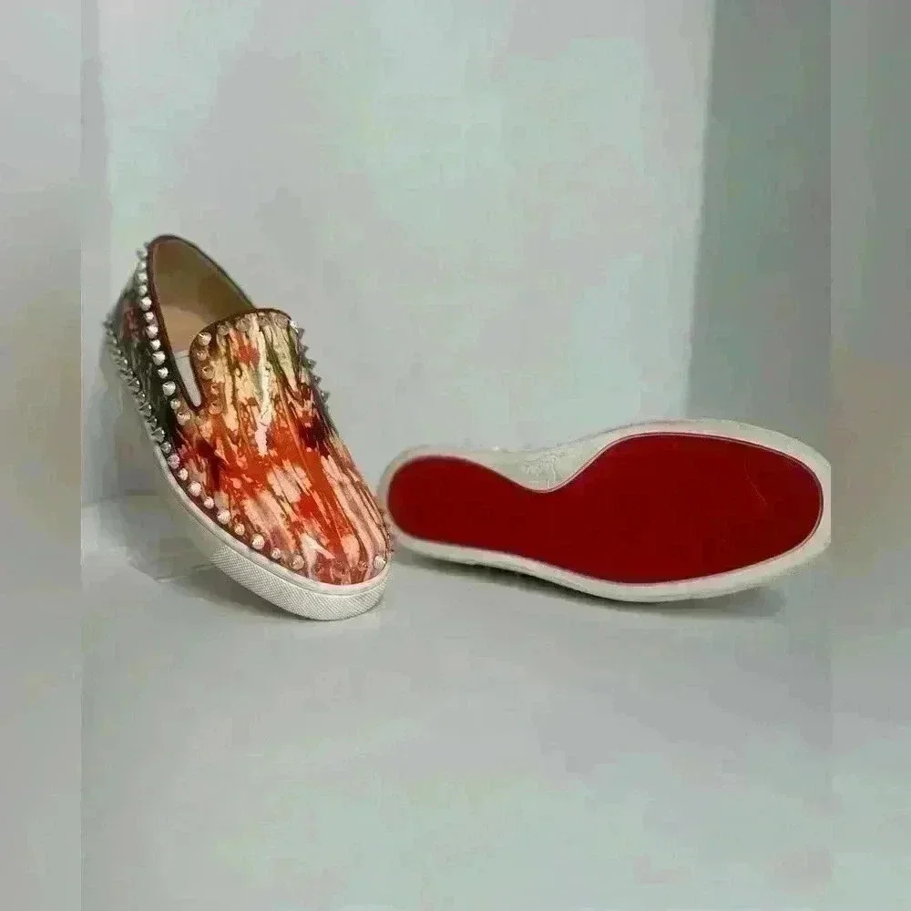 Authentic Christian Louboutin PIK Boat Flat Bazin Sneaker Spike 36.5 (US6.5)